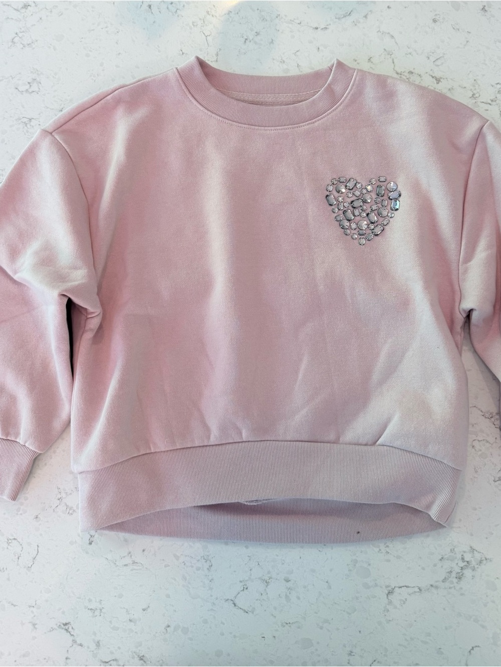 GAP Girls Light Pink Crystal Heart Sweatshirt